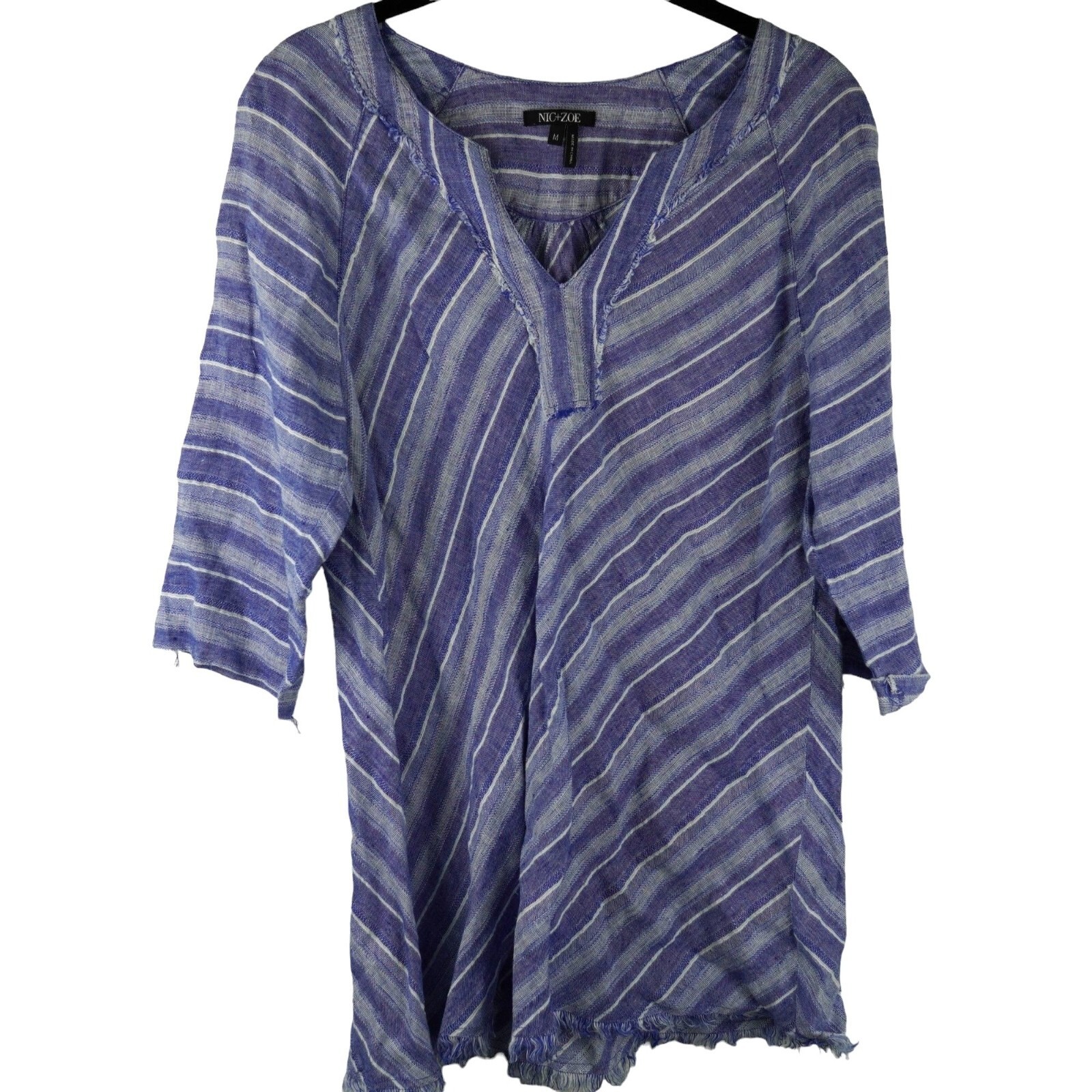 Nic+Zoe Womens Striped Linen Blend Tunic Top Medium